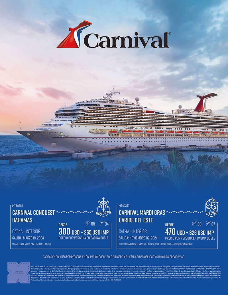 Carnival Quest-Bahamas y Carnival Mardi Gras-Caribe del Este